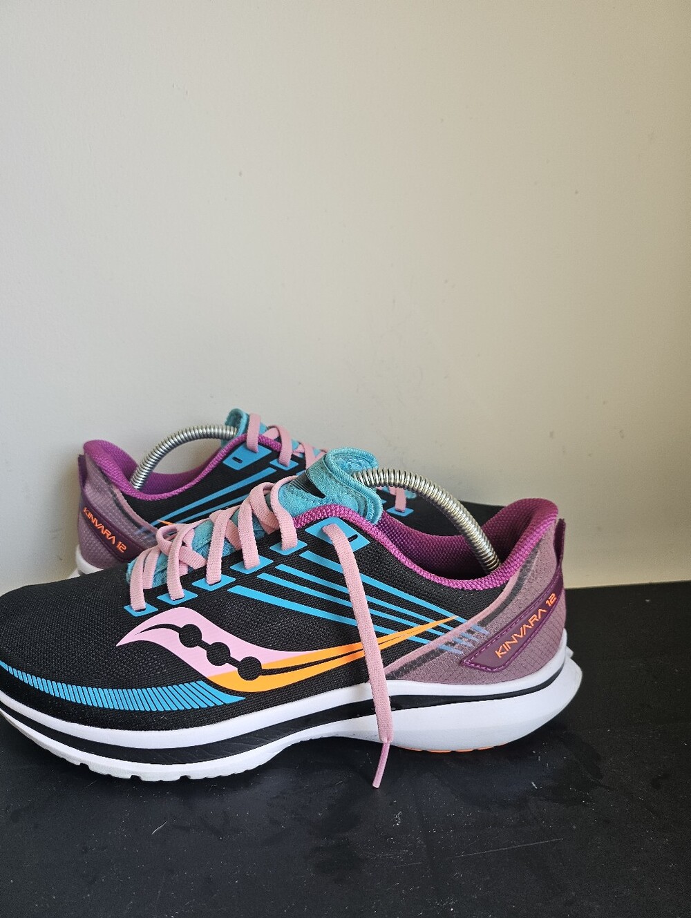 Saucony Kinvara Women’s Running Shoes - Black with Pink, Teal & Orange Accents